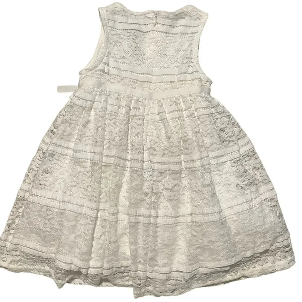 DKNY Baby Girls Sleeveless White Lace Dress Bow with Bottoms Size 24 Month's NEW